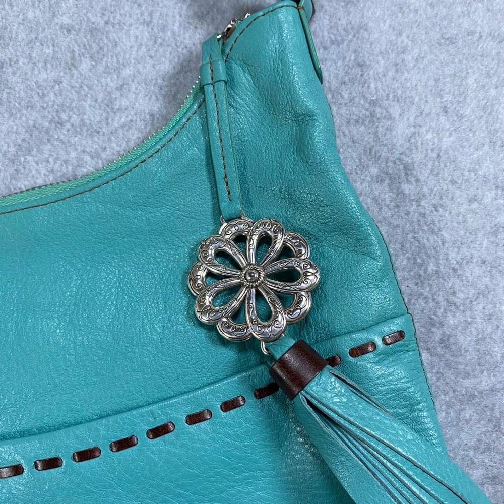 Brighton Kodiak Shoulder Bag Women Turquoise‎ Leather Tassel Floral Charm - Picture 4 of 16